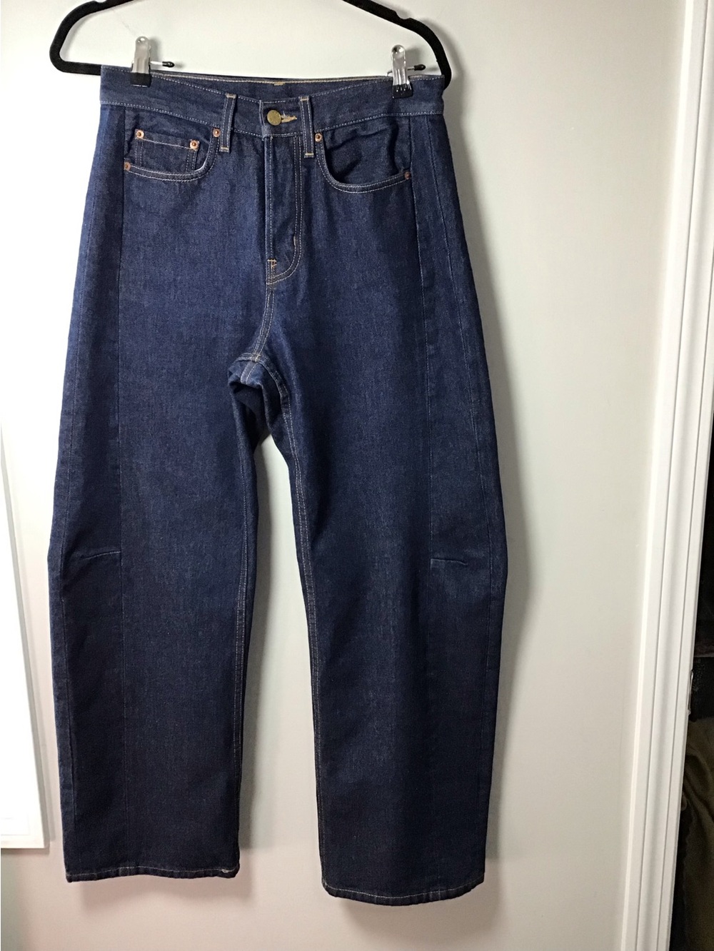 B SIDES Lasso High Rise Paneled Relaxed Dark wash Blue Jeans Sz 26 Authentic
